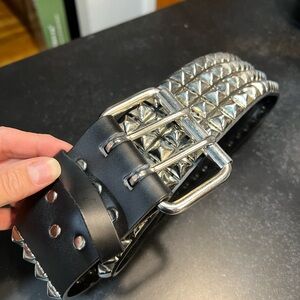 Punk AF 4 Row Studded Belt Black and Silver